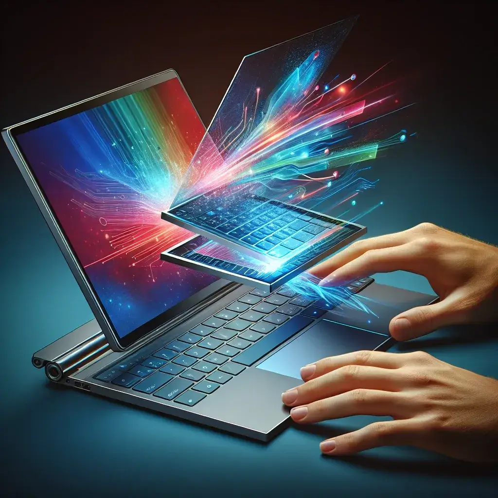 "Lenovo Umumkan Laptop Layar Sentuh dengan Keyboard Bisa Dilepas: Menampilkan desain inovatif laptop yang memiliki layar sentuh dan keyboard detachable, ideal untuk produktivitas dan hiburan."